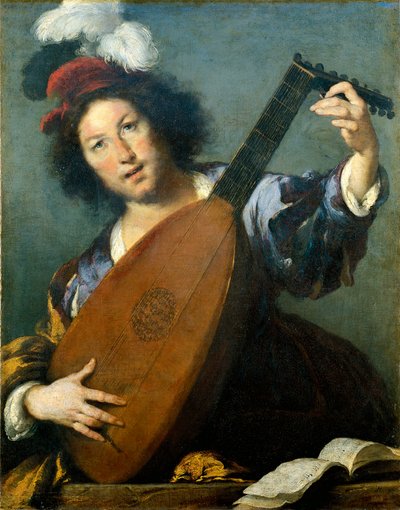 オーストリア、ウィーン、リュート・プレイヤー 作： Bernardo Strozzi