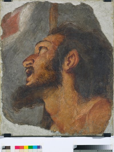 セントジョンザバプティストヘッド、独立したフレスコ画の断片、1622年 作： Bernardo Strozzi