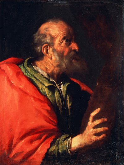 17世紀の使徒ピーターの老人の頭 作： Bernardo Strozzi