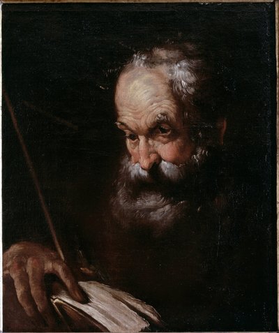 本を持つ老人の肖像（油彩・キャンバス 作： Bernardo Strozzi