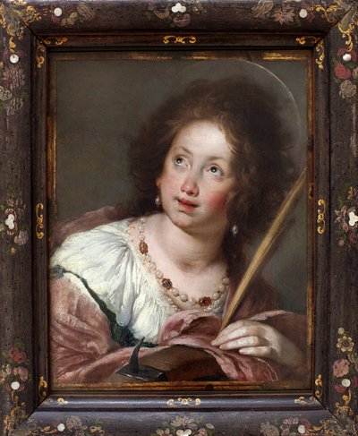 アレクサンドリアの聖カタリナ（290年頃～殉教者307年）。ベルナルド・ストロッツィ（カプチーノ（1581-1644））による絵画、油彩・カンヴァス、1630年以前。17世紀のイタリア美術。シュトゥットガルト（ドイツ）のシュタットガレリー。 作： Bernardo Strozzi