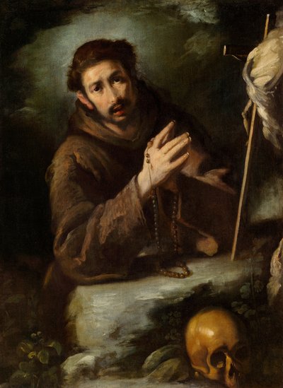 祈りの聖フランシス、1620/1630年頃（キャンバスに油彩） 作： Bernardo Strozzi