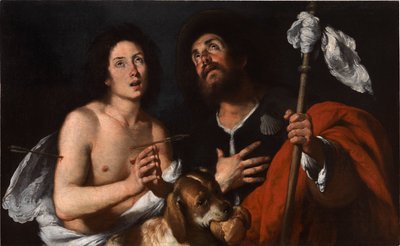 セインツ・ロックとセバスチャン。 作： Bernardo Strozzi