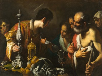 教会の宝物を配布するセントローレンス、1625年頃（キャンバスに油彩） 作： Bernardo Strozzi