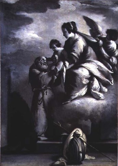 聖母がカンタリスの福者フェリックスにキリストの子を差し出す 作： Bernardo Strozzi