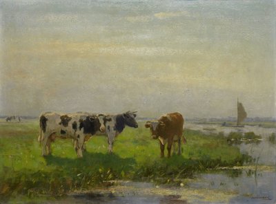 草原の牛（油彩・キャンバス） 作： Bernardus Antonie van Beek