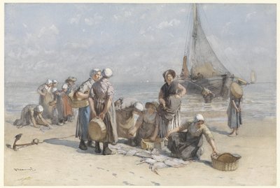 スヘフェニンゲンの浜辺のフィッシュワイフ スヘフェニンゲンの浜辺の漁夫の妻 作： Bernardus Johannes Blommers