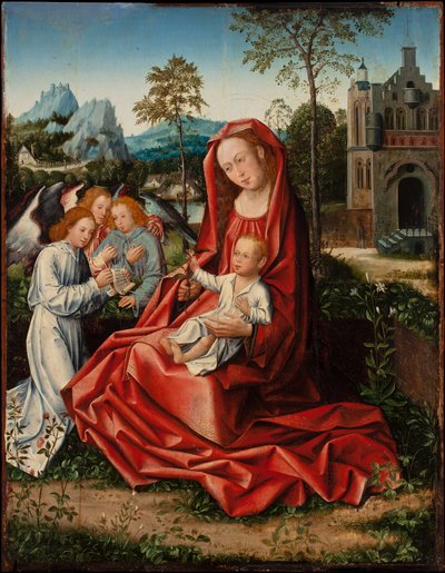 天使と聖母子 1530-1550年頃 油彩・パネル 作： Bernart van (follower of) Orley