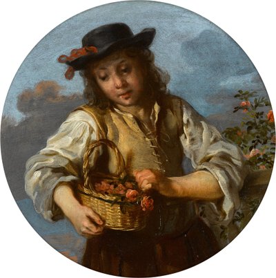 バラのバスケットを運ぶ少年 作： Bernhard Keil