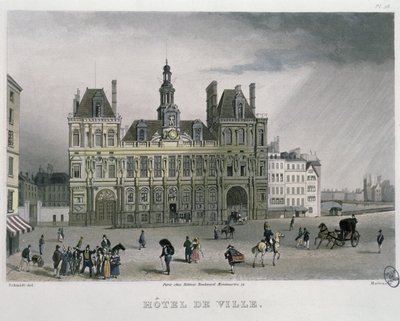 ホテルドゥヴィル、パリ、1832年（カラー彫刻） 作： Bernhard Schmidt