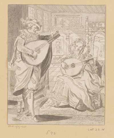 リュートを弾く紳士と淑女 作： Bernhard Schreuder