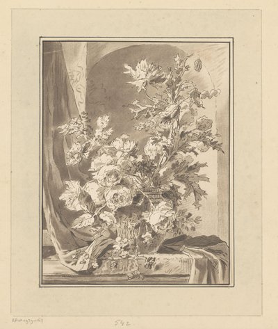 ニッチ用の花瓶と花 作： Bernhard Schreuder