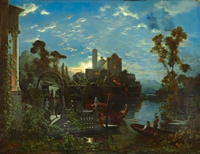 北イタリアの月明かりの風景 作： Bernhard Stange