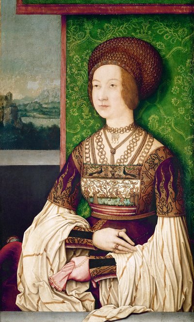 皇帝マクシミリアン1世の家族：皇后ビアンカ・マリア（ブランシュ＝マリー）・スフォルツァ（1472-1510）の肖像"" - ビアンカ・マリア・スフォルツァ（1472-1510）の肖像、マクシミリアン1世の2番目の妻、神聖ローマ皇帝ストライゲル、ベルンハルト(ca 1460-1528) (または l 作： Bernhard Strigel