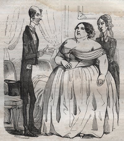 Des Gourmands - obesity and skinny - Jean Anthelme Brillat Savarin (Brillat-Savarin)の「La Physiologie du gout」に掲載された彫刻。 作： Bertall