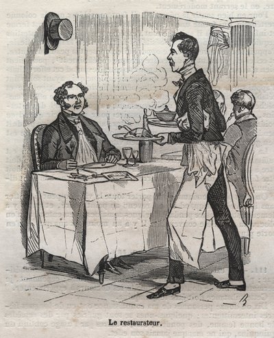 Le restaurateur - Jean Anthelme Brillat Savarin (Brillat-Savarin)の「La Physiologie du gout」に掲載された彫刻。 作： Bertall