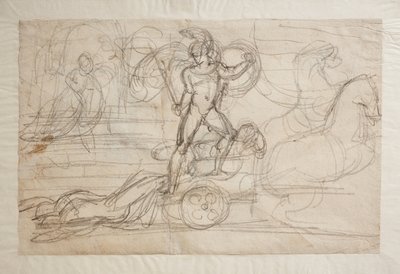 戦車の後にヘクトルの遺体を追跡するアキレス。パオロとフランチェスカ（？） 作： ベルテル・トルバルセン