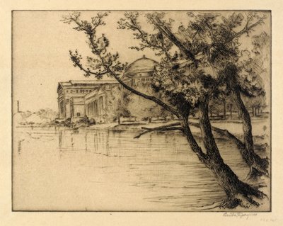美術棟、西方向 作： Bertha E. Jaques