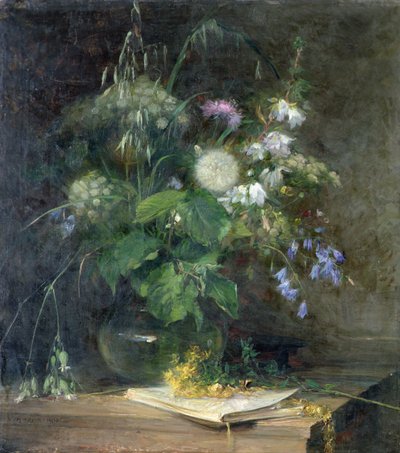 ガラス花瓶の野生の花 作： Bertha Wegmann