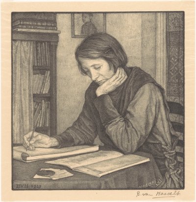 サンネ・ブルニエの肖像 作： Bertha van Hasselt (signed by artist)