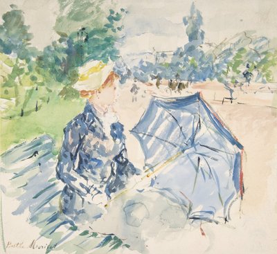 ボア通りのベンチに座る女性、1885年。 作： Berthe Morisot