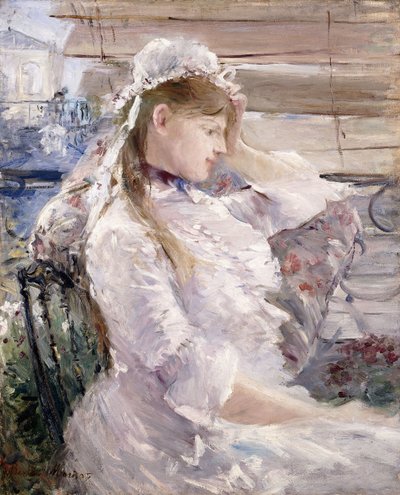 ブラインドの後ろ、1879 作： Berthe Morisot