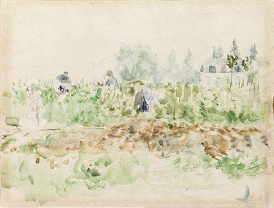 ぶどう畑で 作： Berthe Morisot