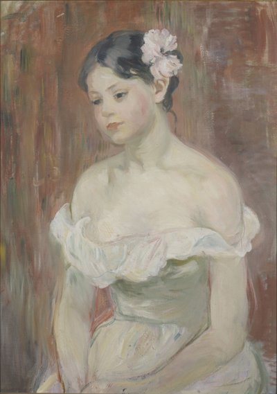 デコルテを持つ少女髪の花 作： Berthe Morisot