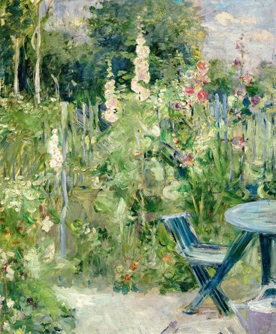 Hollyhocks Rosestrémières、1884 作： Berthe Morisot