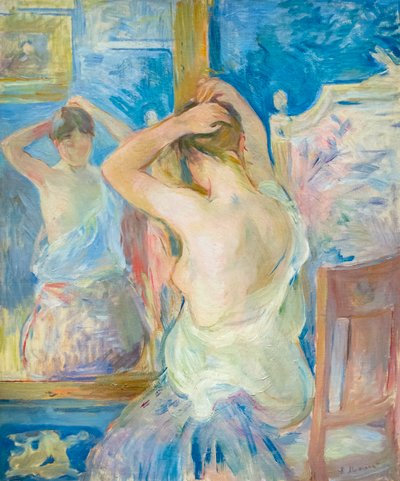鏡の前で、c。 1890年（キャンバスに油彩） 作： Berthe Morisot
