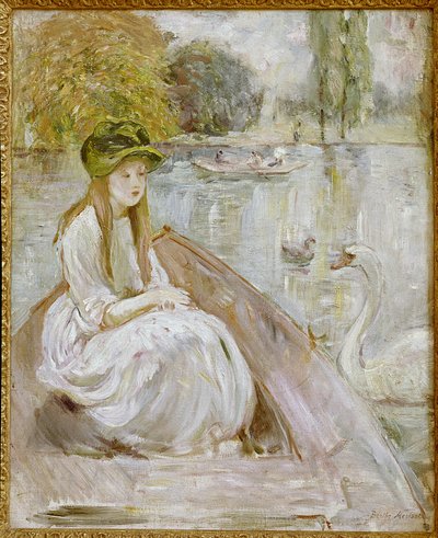 湖畔のジャンヌフルマノワール。ベルト・モリゾの絵画 作： Berthe Morisot