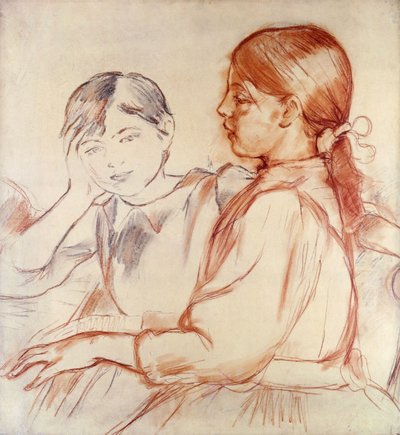 ジュリー・マネとジニー・ゴビラードがピアノで。ジュリー・マネとジニー・ゴビラード、ピアノ、1887-88 作： Berthe Morisot