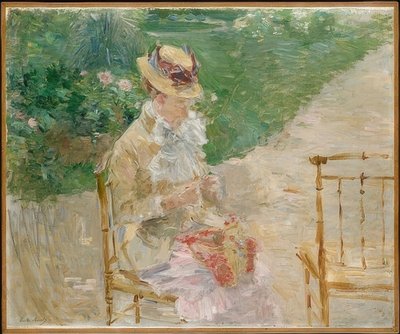 若い女性の編み物。約1883 作： Berthe Morisot