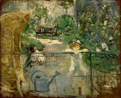 庭の小さな女の子、またはバスケットチェア、1885 作： Berthe Morisot