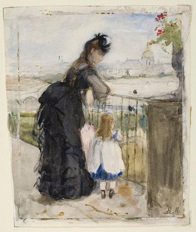 バルコニーにて 作： Berthe Morisot