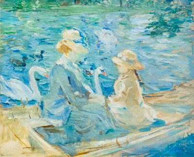 ブローニュの森の湖で、c。 1884年（キャンバスに油彩） 作： Berthe Morisot