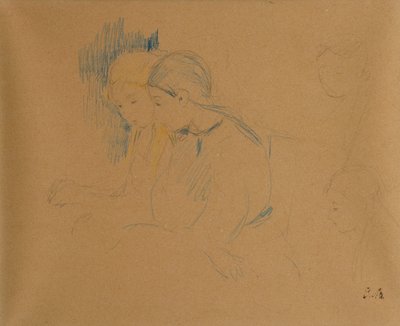 若い女の子の肖像（色クレヨンと鉛筆） 作： Berthe Morisot