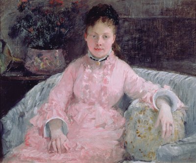 ピンクのドレスを着た女性の肖像 作： Berthe Morisot