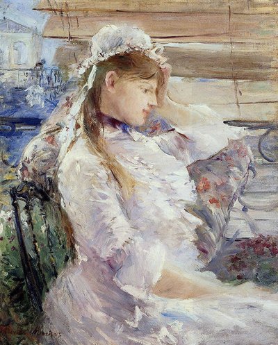 座っている若い女性のプロフィール 作： Berthe Morisot