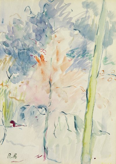 森の中の赤い木、1893 作： Berthe Morisot