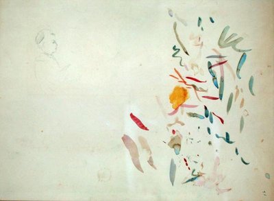 女性の頭と色の線のスケッチ、おそらくスケッチブック、1887年（紙と鉛筆） 作： Berthe Morisot