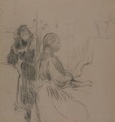 ラ・ムジークのための研究、1893年（紙に炭） 作： Berthe Morisot