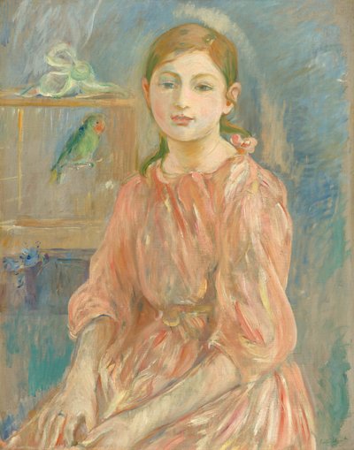 インコを持った芸術家の娘 作： Berthe Morisot
