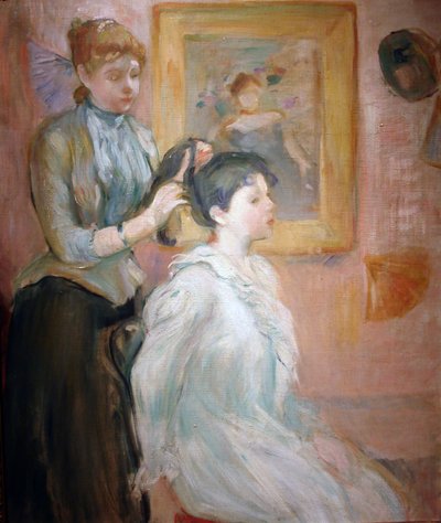 The Coiffure (キャンバスに油彩) 作： Berthe Morisot