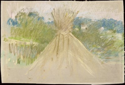 小さな干し草、1882年（紙にパステル） 作： Berthe Morisot