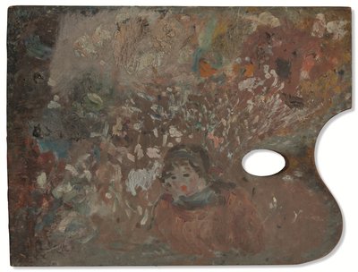 幼子（パレット）、1881-82年頃（油彩、木製パレット） 作： Berthe Morisot