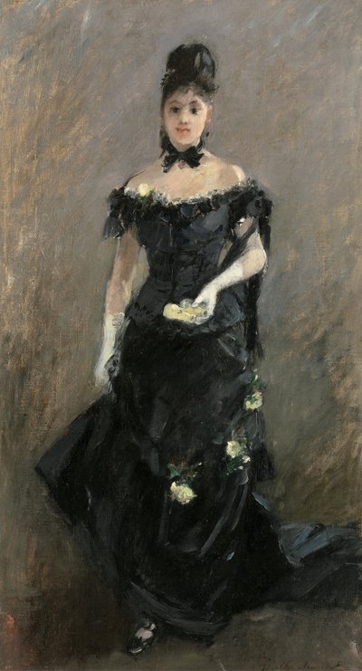 黒衣の女、または劇場の前、1875 作： Berthe Morisot