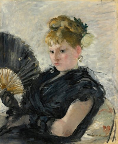 扇子を持つ女性、1876年。 作： Berthe Morisot