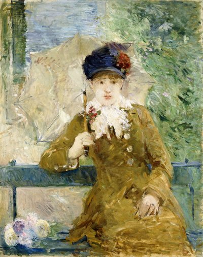 傘を持つ女性、1881 作： Berthe Morisot