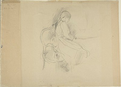 テーブルに座る少女 作： Berthe Morisot